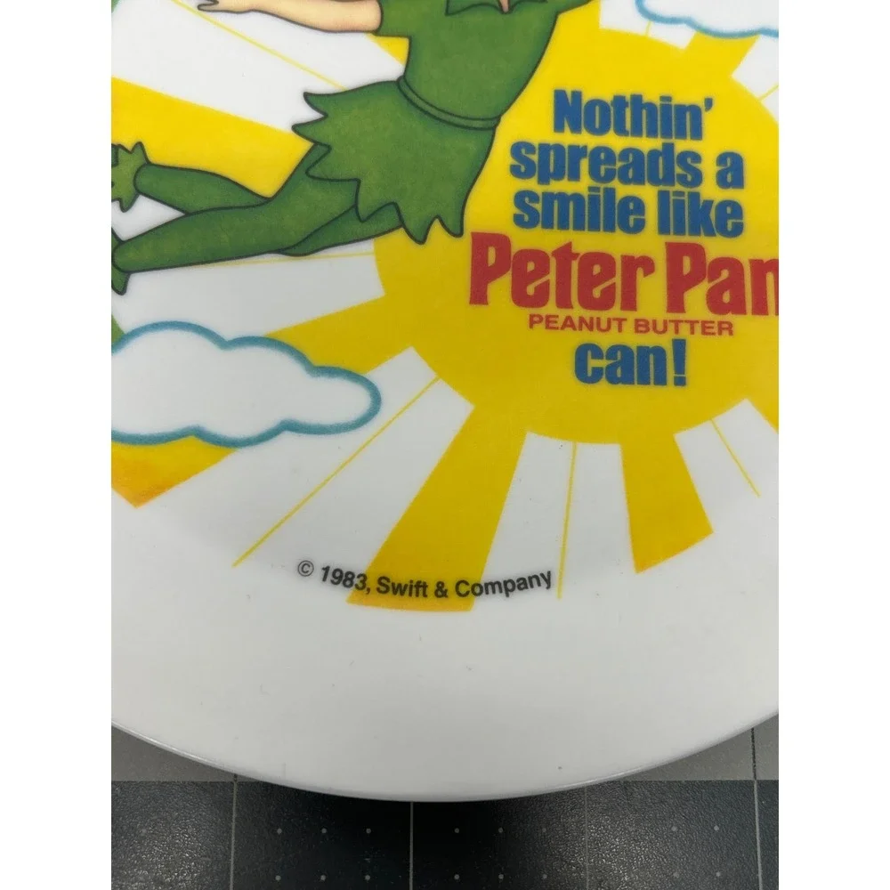Vintage‎ Peter Pan Peanut Butter Plate Bowl Set White Plastic 1983 Retro Deka